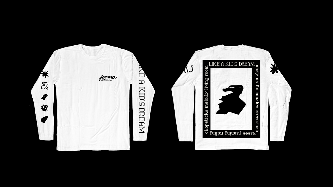 A long-sleeved T shirt with organic graphics and a black frame.